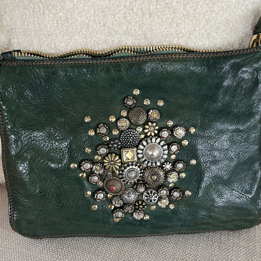 Campomaggi Green Crossbody Bag with Ornate Embellishments
